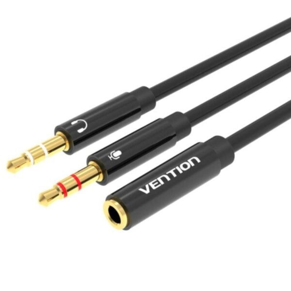 Cable Estéreo Vention BBTBY/ 2x Jack 3.5 Macho - Jack 3.5 Hembra/ 30cm/ Negro 6922794738959 BBTBY VEN-CAB BBTBY