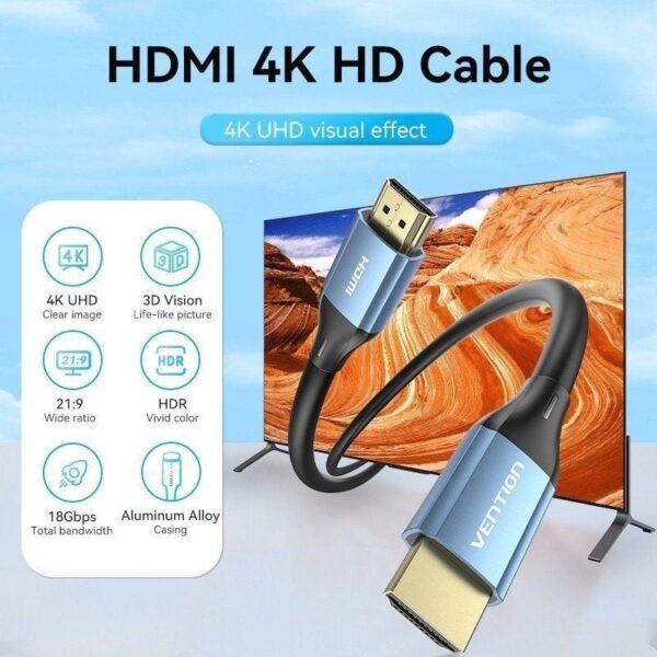 Cable HDMI 2.0 4K Vention ALHSG/ HDMI Macho - HDMI Macho/ 1.5m/ Azul - Imagen 2