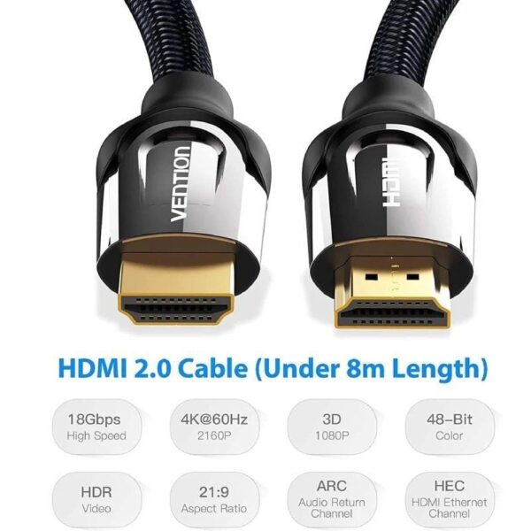 Cable HDMI 2.0 4K Vention VAA-B05-B100/ HDMI Macho - HDMI Macho/ 1m/ Negro - Imagen 5