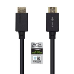 Cable HDMI 2.1 8K Aisens A150-0420/ HDMI Macho - HDMI Macho/ 50cm/ Certificado/ Negro 8436574704563 A150-0420 AIS-CAB HDMI A150-0420