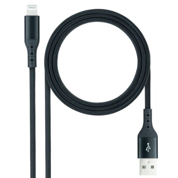 Cable USB 2.0 Lightning Nanocable 10.10.0401-COBK/ USB Macho - Lightning Macho/ 1m/ Negro - Imagen 2