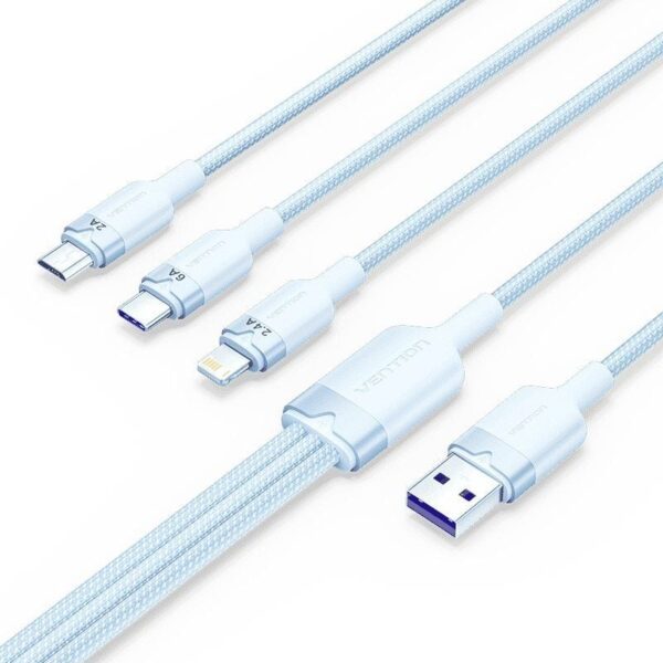 Cable USB 2.0 Lightning Vention CTPLG/ USB Macho/ USB Tipo-C Macho - MicroUSB Macho - Lightning Macho/ 1.5m/ Azul 6922794709706 CTPLG VEN-CAB CTPLG