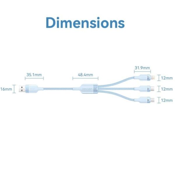 Cable USB 2.0 Lightning Vention CTPPG/ USB Macho/ USB Tipo-C Macho - MicroUSB Macho - Lightning Macho/ 1.5m/ Rosa - Imagen 3