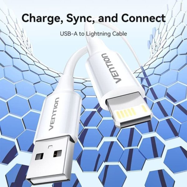 Cable USB 2.0 Lightning Vention LAIWF/ USB Macho - Lightning Macho/ 480Mbps/ 1m/ Blanco - Imagen 2