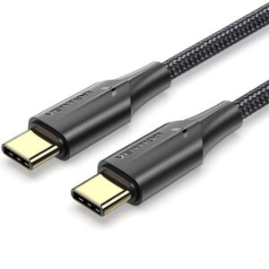 Cable USB 2.0 Tipo-C 3A Vention TAUBF/ USB Tipo-C Macho - USB Tipo-C Macho/ Hasta 60W/ 480Mbps/ 1m/ Negro 6922794766501 TAUBF VEN-CAB TAUBF