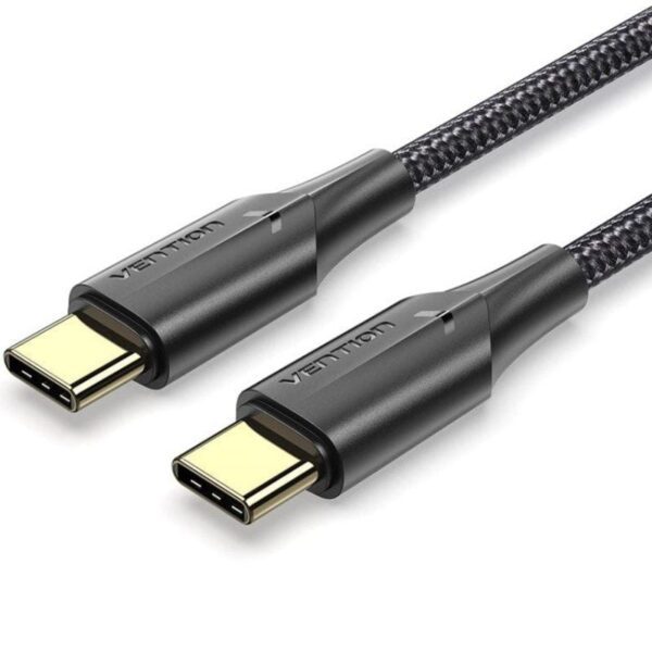 Cable USB 2.0 Tipo-C 3A Vention TAUBF/ USB Tipo-C Macho - USB Tipo-C Macho/ Hasta 60W/ 480Mbps/ 1m/ Negro 6922794766501 TAUBF VEN-CAB TAUBF