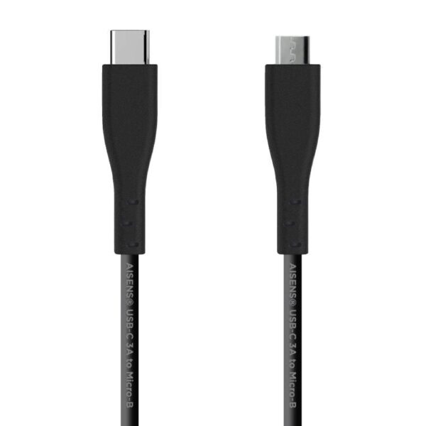 Cable USB 2.0 Tipo-C Aisens A107-0350/ USB Tipo-C Macho - MicroUSB/ Hasta 15W/ 60Mbps/ 2m/ Negro 8436574703504 A107-0350 AIS-CAB A107-0350