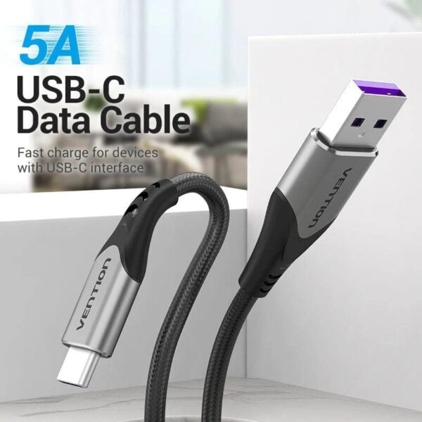 Cable USB 2.0 Tipo-C Vention COFHG/ USB Tipo-C Macho - USB Macho/ Hasta 100W/ 480Mbps/ 1.5m/ Gris - Imagen 2