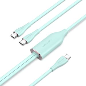 Cable USB 2.0 Tipo-C Vention CTMGG/ USB Tipo-C Macho - 2 x USB Tipo-C Macho/ Hasta 100W/ 480Mbps/ 1.5m/ Verde 6922794774230 CTMGG VEN-CAB CTMGG