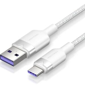 Cable USB 2.0 Tipo-C Vention CTOWF/ USB Tipo-C Macho - USB Macho/ Hasta 100W/ 480Mbps/ 1m/ Blanco 6922794709669 CTOWF VEN-CAB CTOWF