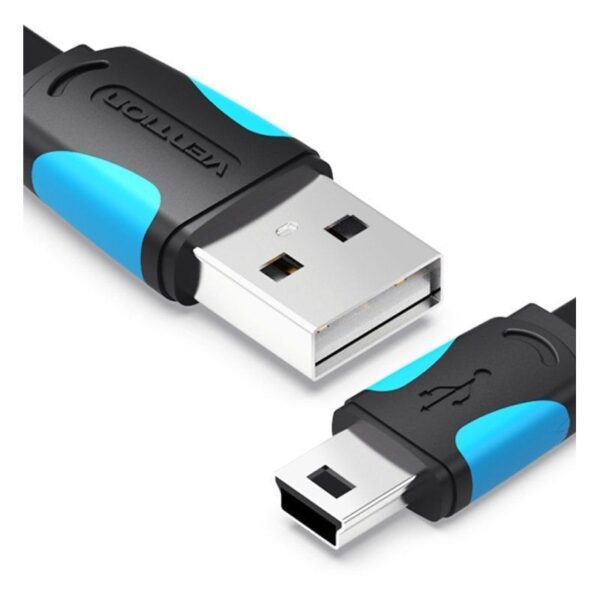 Cable USB 2.0 Vention VAS-A14-B100/ Mini USB Macho - USB Macho/ Hasta 10W/ 480Mbps/ 1m/ Azul y Negro - Imagen 2