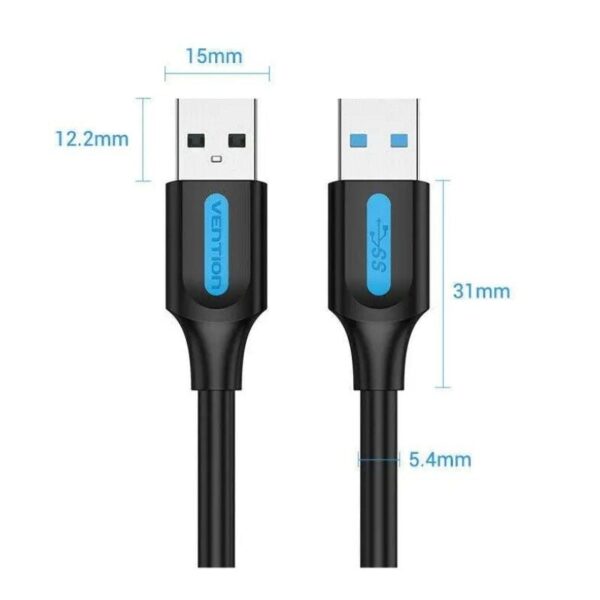 Cable USB 3.0 Vention CONBI/ USB Macho - USB Macho/ 5Gbps/ 3m/ Negro - Imagen 2