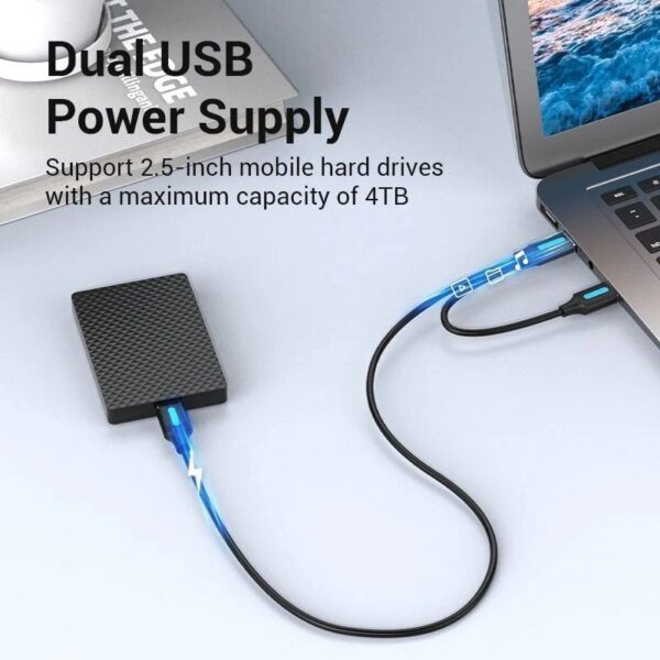 Cable USB 3.0 Vention CQPBF/ USB Macho - MicroUSB Macho/ USB 2.0 Macho/ 5Gbps/ 1m/ Negro - Imagen 2