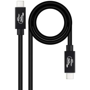 Cable USB 4.0 Nanocable 10.01.5002/ USB Tipo-C Macho - USB Tipo-C Macho/ Hasta 240W/ 40Gbps/ 1.8m/ Negro 8433281014428 10.01.5002 NAN-CAB 10 01 5002