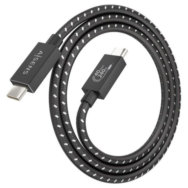 Cable USB 4.0 Tipo-C Aisens A156-0867/ USB Tipo-C Macho - USB Tipo-C Macho/ Hasta 240W/ 1m/ Gris - Imagen 2