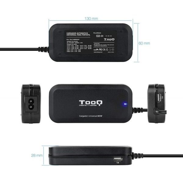 Cargador de Portátil TooQ TQLC-90BS02AT/ 90W/ Automático/ 12 Conectores/ Voltaje 12-20V/ 1 USB - Imagen 4