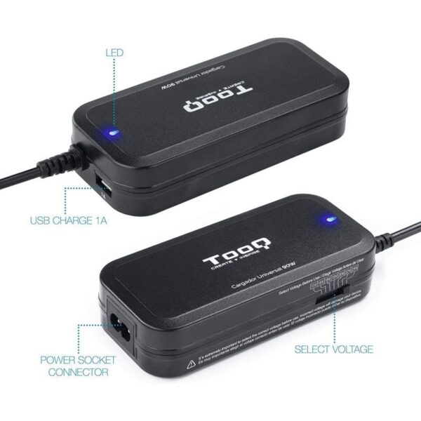 Cargador de Portátil TooQ TQLC-90BS02M/ 90W/ Manual/ 12 Conectores/ Voltaje 15-24V/ 1 USB - Imagen 3