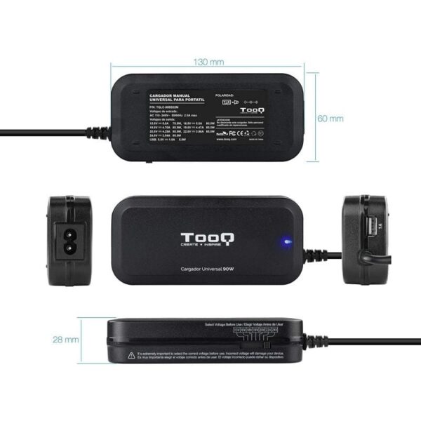 Cargador de Portátil TooQ TQLC-90BS02M/ 90W/ Manual/ 12 Conectores/ Voltaje 15-24V/ 1 USB - Imagen 4