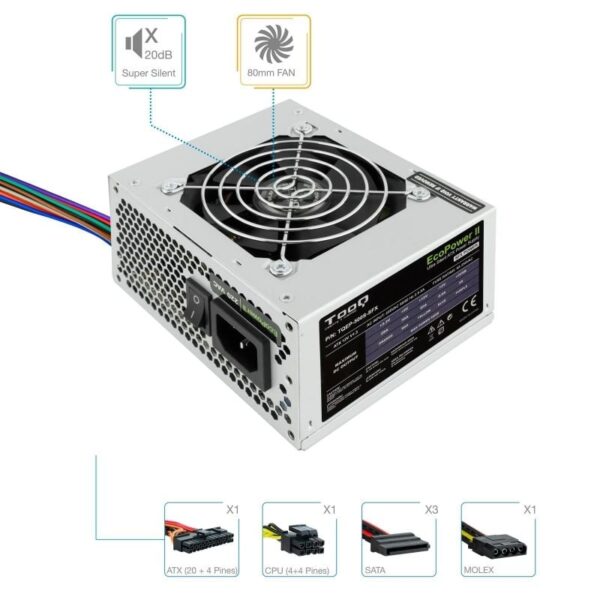 Fuente de Alimentación SFX TooQ TQEP-500S-SFX/ 500W/ Ventilador 8cm - Imagen 2