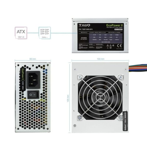 Fuente de Alimentación SFX TooQ TQEP-500S-SFX/ 500W/ Ventilador 8cm - Imagen 3