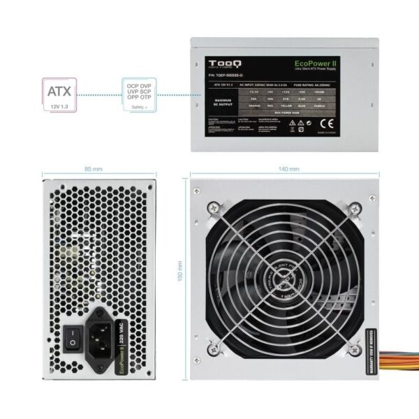 Fuente de Alimentación Tooq TQEP-500SSE-O OEM/ 500W/ Ventilador 12cm - Imagen 4