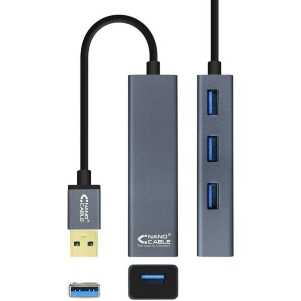 Hub USB 3.0 Nanocable 10.16.4402/ 4xUSB/ Gris - Imagen 3