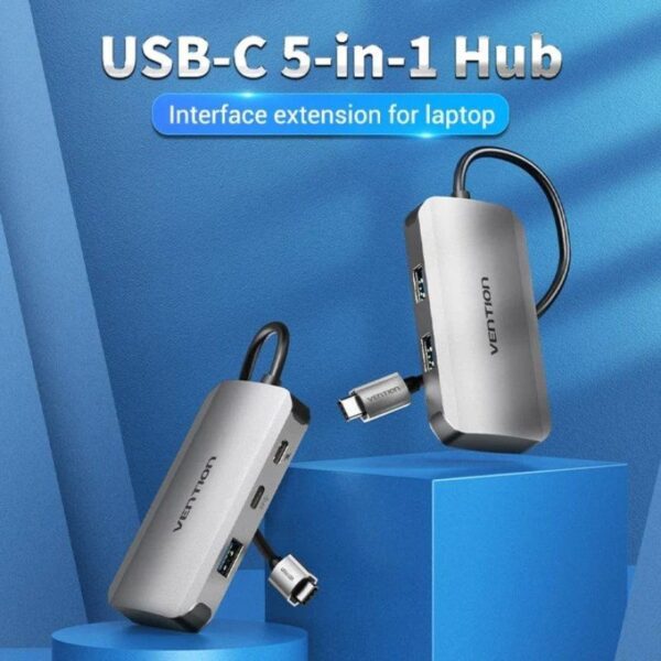 Hub USB Tipo-C Vention TNDHB/ 3xUSB/ 1xUSB Tipo-C/ 1xUSB Tipo-C PD - Imagen 2