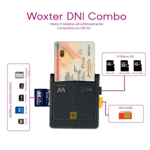 Lector de DNI y Tarjetas Woxter Combo PE26-025/ Negro - Imagen 2