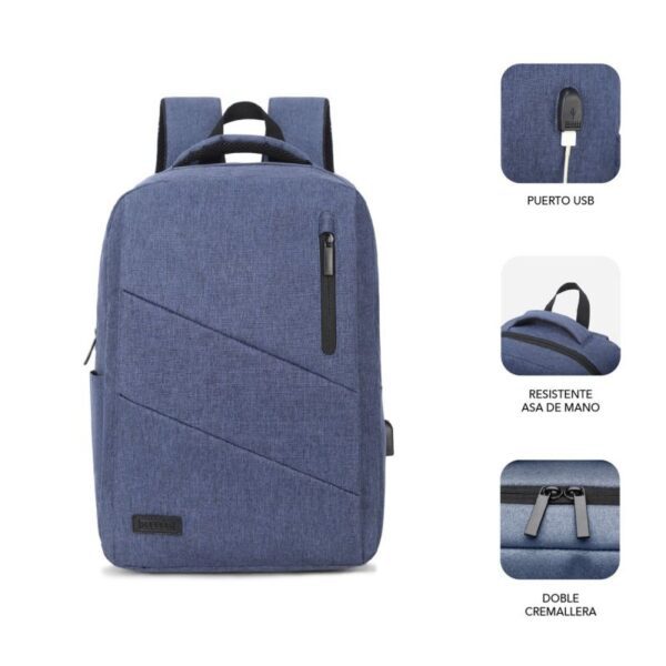 Mochila Subblim City Backpack para Portátiles hasta 15.6"/ Puerto USB/ Azul - Imagen 2