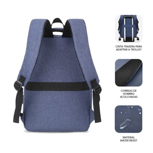 Mochila Subblim City Backpack para Portátiles hasta 15.6"/ Puerto USB/ Azul - Imagen 3