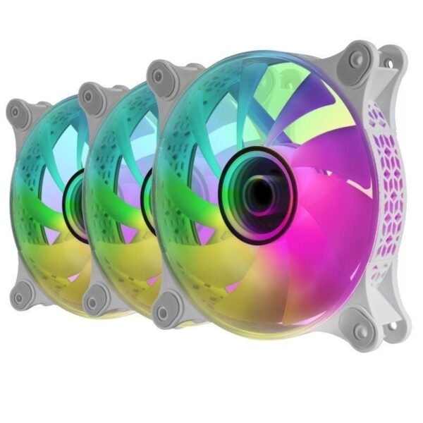 Pack 3 Ventiladores Mars Gaming MF-3DKITW/ 12cm + HUB + Mando a Distancia/ ARGB/ Blanco - Imagen 4