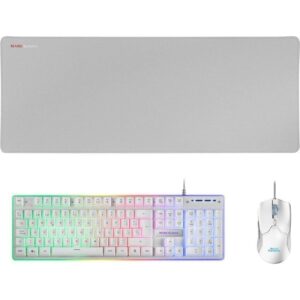 Pack Gaming Mars Gaming MCPX/ Teclado H-MECH  + Ratón Óptico + Alfombrilla/ Blanco 4710562759037 MCPXWES TAC-PACK MCPX WH