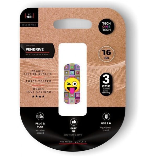 Pendrive 16GB Tech One Tech Emoji guiño USB 2.0 8436546593263 TEC4402-16 TOT-EMOJI GUINO 16GB