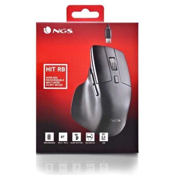 Ratón Inalámbrico por Bluetooth NGS HIT-RB/ Batería recargable/ Hasta 1600 DPI/ Negro - Imagen 5