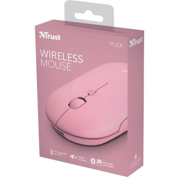 Ratón Inalámbrico por Bluetooth Trust Puck/ Batería recargable/ Hasta 1600 DPI/ Rosa - Imagen 5