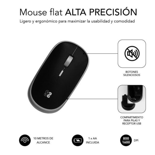 Ratón Mini Inalámbrico Subblim Wireless Mini/ Hasta 1600 DPI/ Gris Espacial - Imagen 4