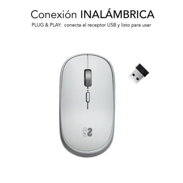 Ratón Mini Inalámbrico Subblim Wireless Mini/ Hasta 1600 DPI/ Plata - Imagen 2