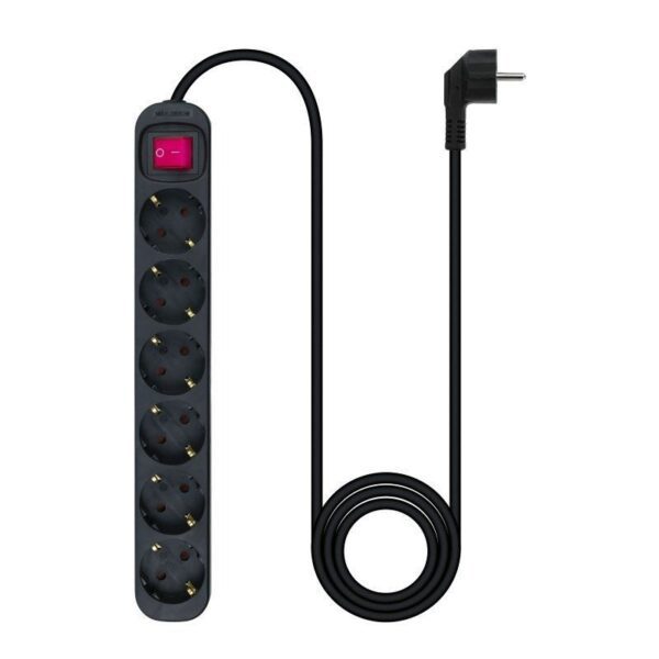 Regleta con Interruptor Nanocable 10.37.0006-BK/ 6 Tomas de Corriente/ Cable 1.4m/ Negro - Imagen 2