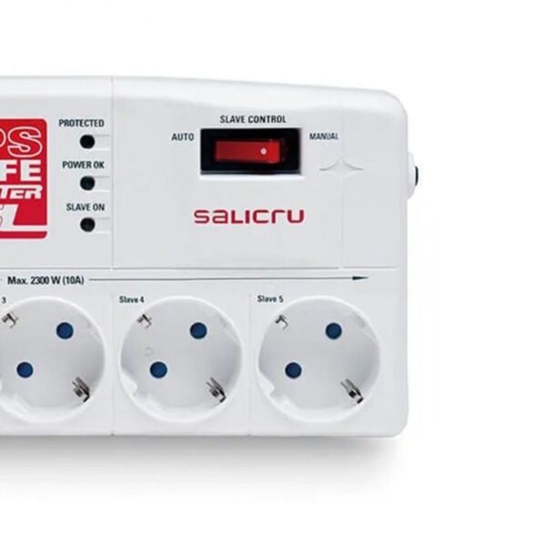 Regleta con interruptor Salicru SAFE MASTER/ 5 Tomas de corriente/ 1 Master/ 2 USB/ Cable 1.8m/ Blanca - Imagen 2