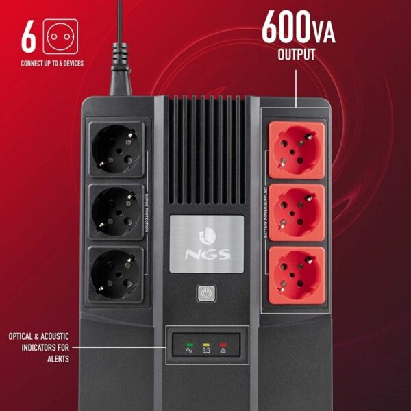 SAI Offline NGS Fortress Bunker/ 600VA-360W/ 6 Salidas/ Formato Bloque - Imagen 3