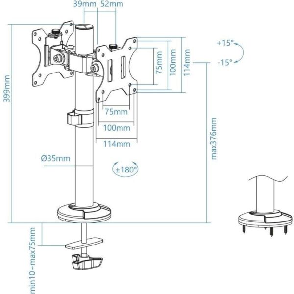 Soporte para 2 Monitores TooQ DB1132TN-B/ hasta 8kg - Imagen 5