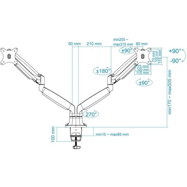 Soporte para 2 Monitores TooQ DB3132TNR-S/ hasta 9kg - Imagen 4