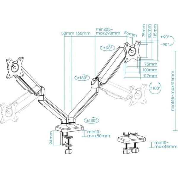 Soporte para 2 Monitores TooQ DB5132TNR-B/ hasta 9kg - Imagen 5