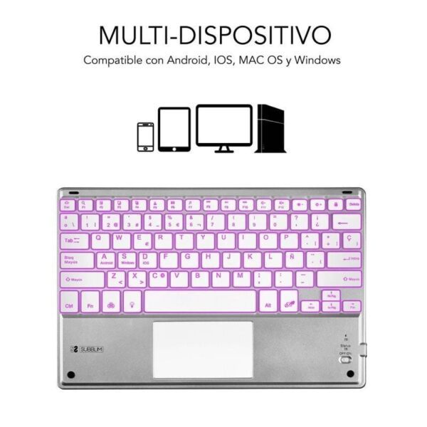 Teclado Compacto Inalámbrico por Bluetooth Subblim SMBT50/ Plata - Imagen 2