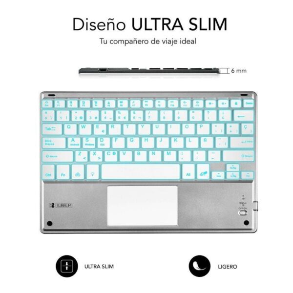 Teclado Compacto Inalámbrico por Bluetooth Subblim SMBT50/ Plata - Imagen 3