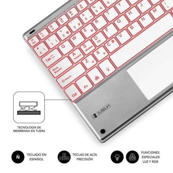 Teclado Compacto Inalámbrico por Bluetooth Subblim SMBT50/ Plata - Imagen 4