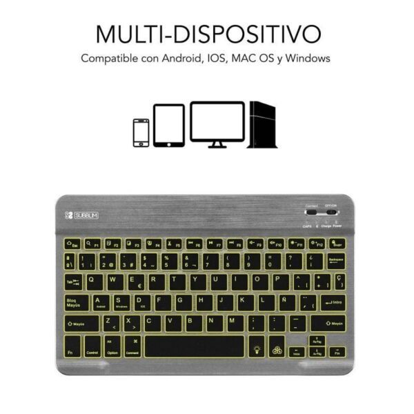 Teclado Compacto Inalámbrico por Bluetooth Subblim Smart Backlit/ Gris - Imagen 2