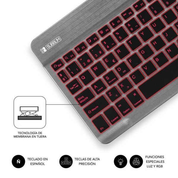 Teclado Compacto Inalámbrico por Bluetooth Subblim Smart Backlit/ Gris - Imagen 4