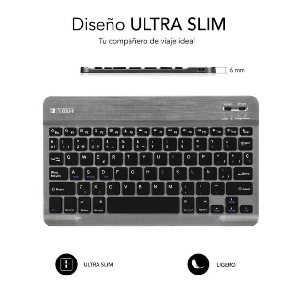 Teclado Compacto Inalámbrico por Bluetooth Subblim Smart/ Gris - Imagen 3