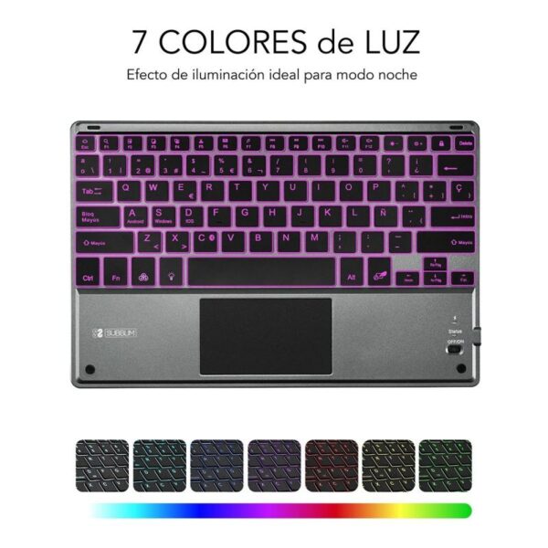 Teclado Compacto Inalámbrico por Bluetooth Subblim Touchpad Smart Blacklit/ Gris - Imagen 5